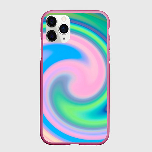 Чехол iPhone 11 Pro матовый Абстрактный разноцветный круговорот / 3D-Малиновый – фото 1