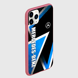Чехол iPhone 11 Pro матовый Mercedes - blue metal, цвет: 3D-малиновый — фото 2