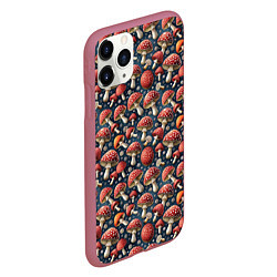 Чехол iPhone 11 Pro матовый Гриб красный мухомор паттерн, цвет: 3D-малиновый — фото 2