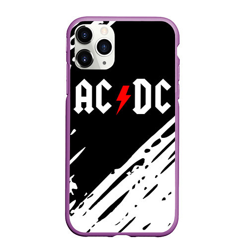 Чехол iPhone 11 Pro матовый Ac dc rock / 3D-Фиолетовый – фото 1