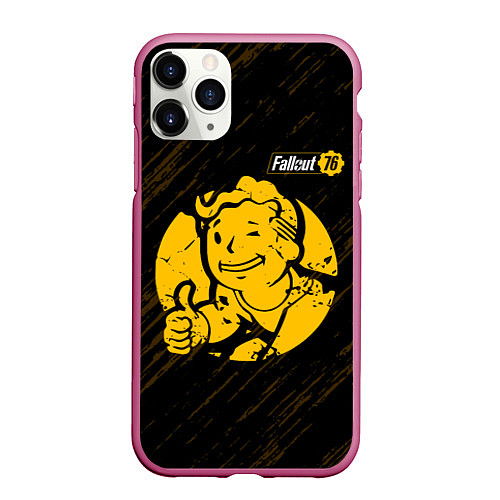 Чехол iPhone 11 Pro матовый Fallout фоллаут / 3D-Малиновый – фото 1