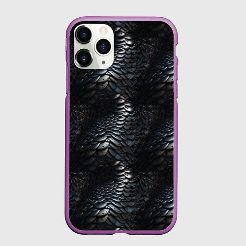 Чехол iPhone 11 Pro матовый Блестящая металлическая броня / 3D-Фиолетовый – фото 1