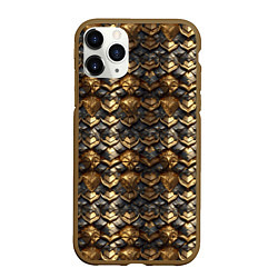 Чехол iPhone 11 Pro матовый Золотистая текстурная броня, цвет: 3D-коричневый
