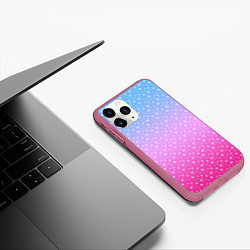 Чехол iPhone 11 Pro матовый Звёздный градиент голубой и розовый, цвет: 3D-малиновый — фото 2