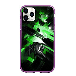 Чехол iPhone 11 Pro матовый Green dark abstract geometry style