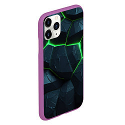 Чехол iPhone 11 Pro матовый Abstract dark green geometry style, цвет: 3D-фиолетовый — фото 2