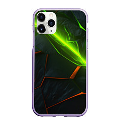 Чехол iPhone 11 Pro матовый Green neon abstract geometry