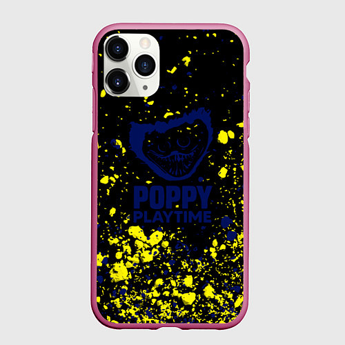 Чехол iPhone 11 Pro матовый Poppy Playtime хоррор / 3D-Малиновый – фото 1