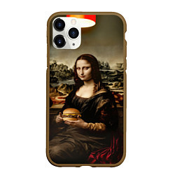 Чехол iPhone 11 Pro матовый Мона Лиза и большой гамбургер
