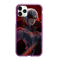 Чехол iPhone 11 Pro матовый Genshin Impact Арлекино red, цвет: 3D-фиолетовый