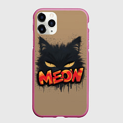Чехол iPhone 11 Pro матовый Силуэт кошки мяу, цвет: 3D-малиновый