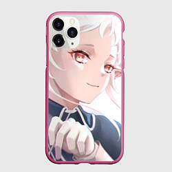 Чехол iPhone 11 Pro матовый Реинкарнация Безработного Сильфиетта smile, цвет: 3D-малиновый