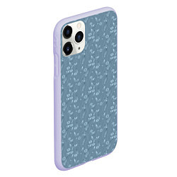 Чехол iPhone 11 Pro матовый Серо-голубой цветочный однотонный узор, цвет: 3D-светло-сиреневый — фото 2