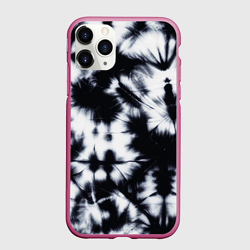 Чехол iPhone 11 Pro матовый Серый тай дай / 3D-Малиновый – фото 1