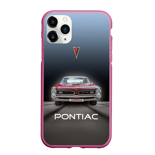 Чехол iPhone 11 Pro матовый Американский масл-кар Pontiac GTO / 3D-Малиновый – фото 1