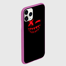 Чехол iPhone 11 Pro матовый Одноглазый монстр глитч улыбка, цвет: 3D-фиолетовый — фото 2