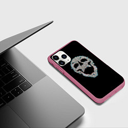 Чехол iPhone 11 Pro матовый Череп глитч, цвет: 3D-малиновый — фото 2