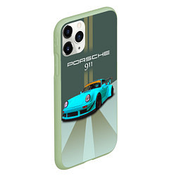 Чехол iPhone 11 Pro матовый Порше 911 спортивный немецкий автомобиль, цвет: 3D-салатовый — фото 2