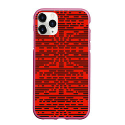 Чехол iPhone 11 Pro матовый Чёрные полосы на красном фоне