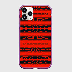 Чехол iPhone 11 Pro матовый Чёрные полосы на красном фоне, цвет: 3D-фиолетовый