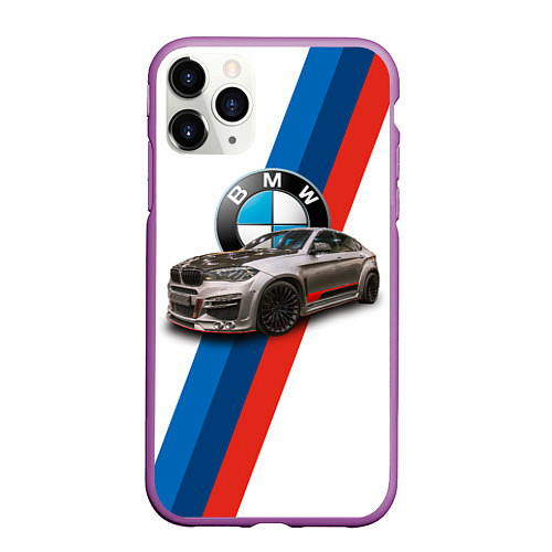 Чехол iPhone 11 Pro матовый Немецкий кроссовер BMW X6 M / 3D-Фиолетовый – фото 1