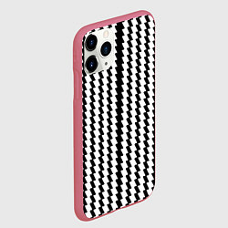 Чехол iPhone 11 Pro матовый Чёрно-белые вертикальные полосы, цвет: 3D-малиновый — фото 2