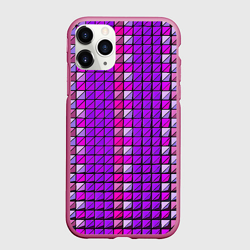 Чехол iPhone 11 Pro матовый Фиолетовые плитки / 3D-Малиновый – фото 1