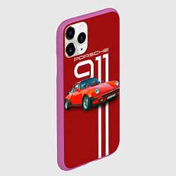 Чехол iPhone 11 Pro матовый Порше спортивный немецкий автомобиль, цвет: 3D-фиолетовый — фото 2