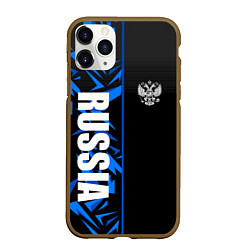 Чехол iPhone 11 Pro матовый Россия - синяя абстракция, цвет: 3D-коричневый