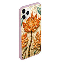 Чехол iPhone 11 Pro матовый Мозаика осенняя листва в теплых тонах, цвет: 3D-розовый — фото 2