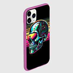 Чехол iPhone 11 Pro матовый Cyber skull - ai art fantasy, цвет: 3D-фиолетовый — фото 2