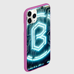 Чехол iPhone 11 Pro матовый Неоновая вывеска - свечение, цвет: 3D-фиолетовый — фото 2