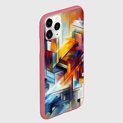 Чехол iPhone 11 Pro матовый Абстрактные фигуры, цвет: 3D-малиновый — фото 2