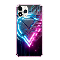 Чехол iPhone 11 Pro матовый Neon geometric abstraction - ai art, цвет: 3D-розовый