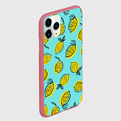 Чехол iPhone 11 Pro матовый Летние лимоны - паттерн, цвет: 3D-малиновый — фото 2