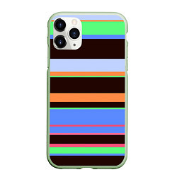 Чехол iPhone 11 Pro матовый Разноцветный полосатый