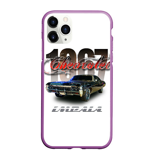 Чехол iPhone 11 Pro матовый Автомобиль Шевроле Импала 1967 года / 3D-Фиолетовый – фото 1