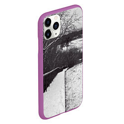 Чехол iPhone 11 Pro матовый Заснеженная лестница в парке, цвет: 3D-фиолетовый — фото 2