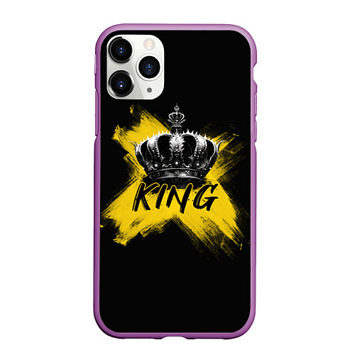 Чехол iPhone 11 Pro матовый Корона Кинга / 3D-Фиолетовый – фото 1