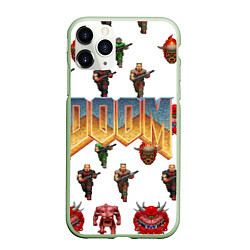 Чехол iPhone 11 Pro матовый Doom 1993 паттерн, цвет: 3D-салатовый