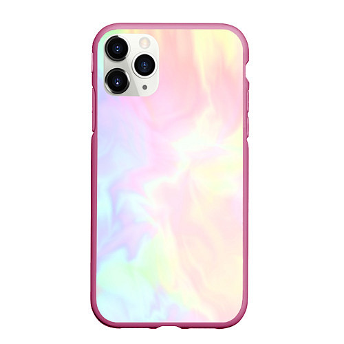 Чехол iPhone 11 Pro матовый Светлые краски тай-дай / 3D-Малиновый – фото 1