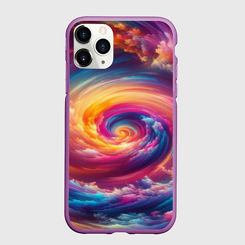 Чехол iPhone 11 Pro матовый Водоворот ярких красок / 3D-Фиолетовый – фото 1