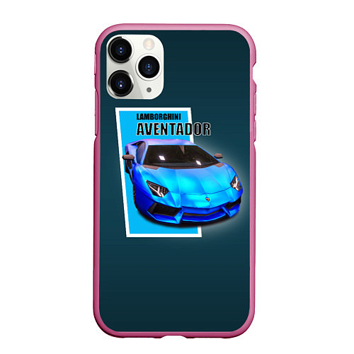 Чехол iPhone 11 Pro матовый Спортивная итальянская машина Lamborghini Aventado / 3D-Малиновый – фото 1