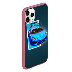 Чехол iPhone 11 Pro матовый Спортивная итальянская машина Lamborghini Aventado, цвет: 3D-малиновый — фото 2