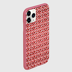 Чехол iPhone 11 Pro матовый Белые плюсики на красном фоне, цвет: 3D-малиновый — фото 2