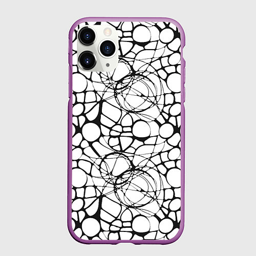Чехол iPhone 11 Pro матовый Абстрактный нейрографический узор / 3D-Фиолетовый – фото 1