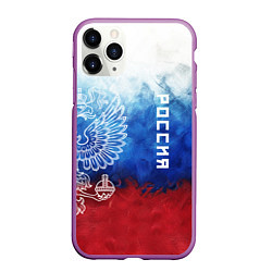 Чехол iPhone 11 Pro матовый Герб России и флаг