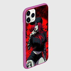 Чехол iPhone 11 Pro матовый Девушка с татуировками черепа, цвет: 3D-фиолетовый — фото 2