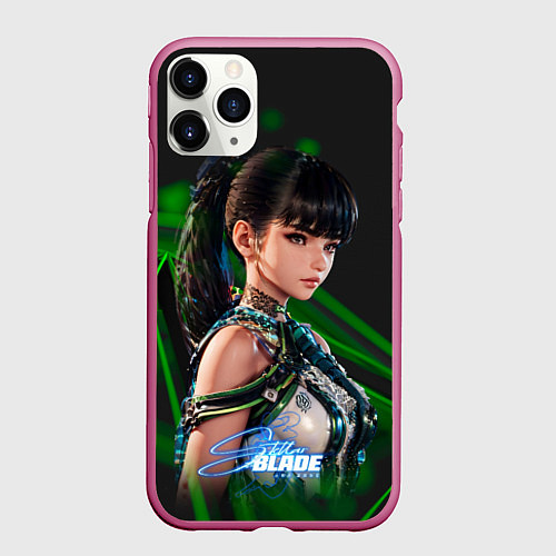Чехол iPhone 11 Pro матовый Stellar Blade Eve black green / 3D-Малиновый – фото 1