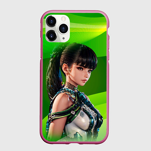 Чехол iPhone 11 Pro матовый Stellar Blade Eve зеленый абстракт / 3D-Малиновый – фото 1